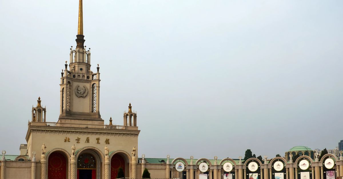 Stunning Soviet-style architecture at the Beijing Exhibition Center, a landmark in China.