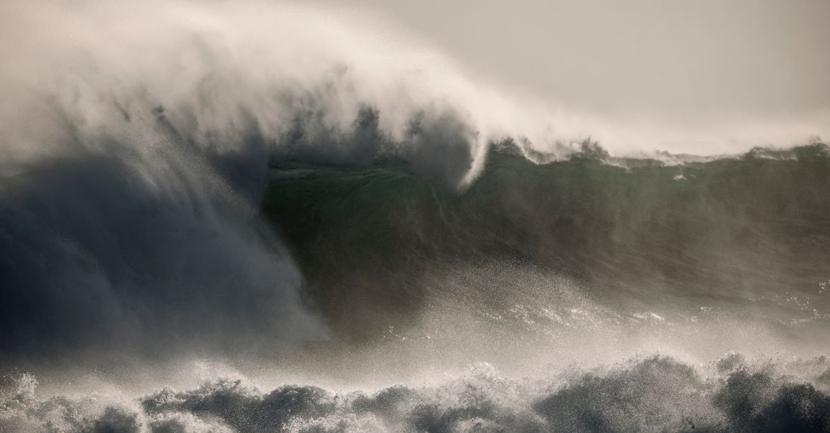 Dramatic wave crashing in Yangyang, South Korea. Perfect for nature and seascape themes.