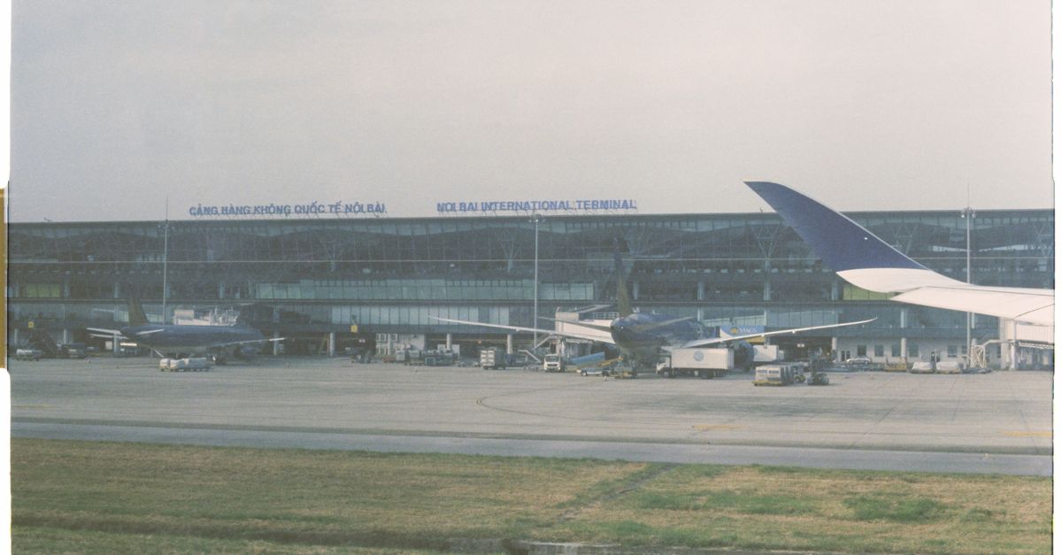 Airplanes on the tarmac at Noi Bai International Airport in Hanoi, Vietnam.